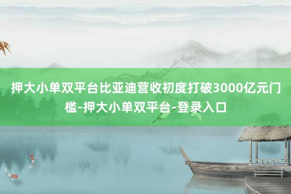 押大小单双平台比亚迪营收初度打破3000亿元门槛-押大小单双平台-登录入口